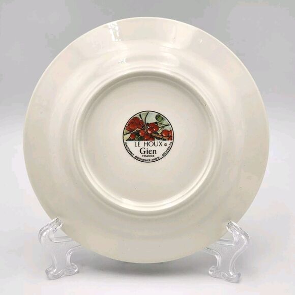 Le Houx Gien France Hollyberries & Blue Ribbon Coffee Cup & Saucer Dessert Plate - Picture 10 of 16